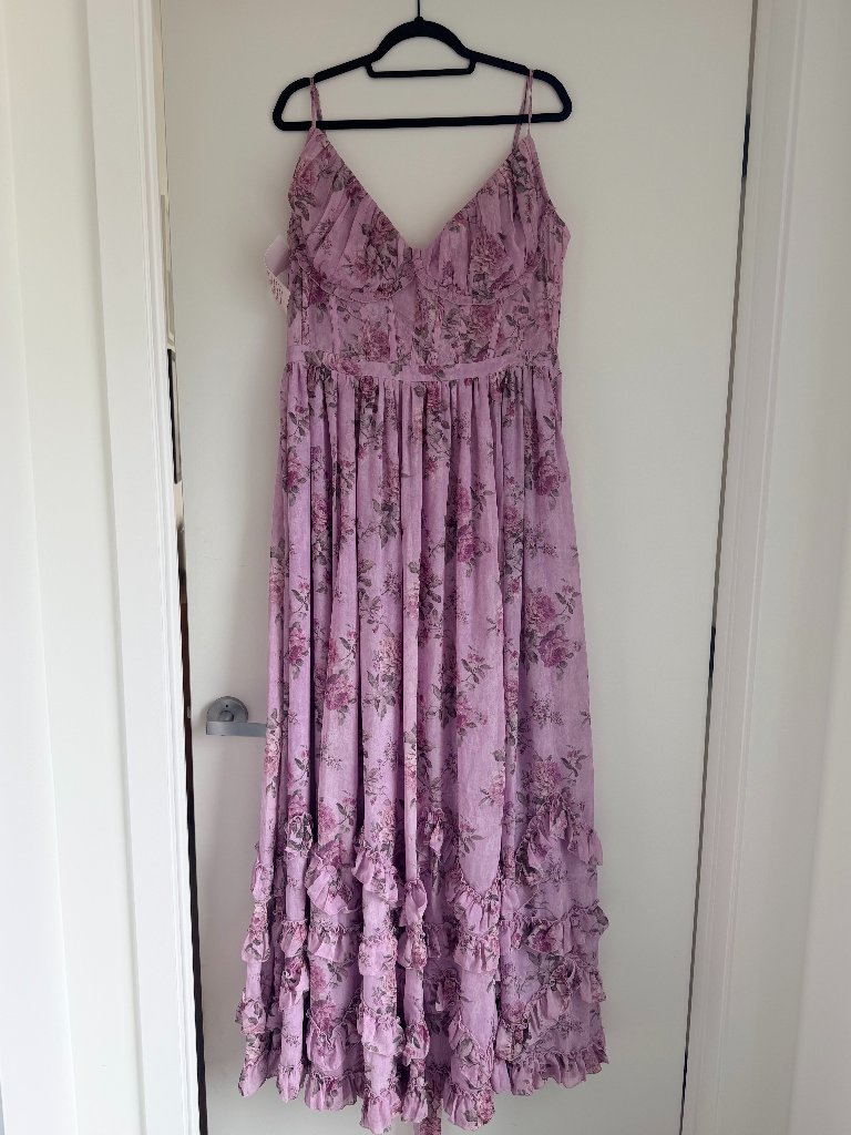 V Chapman - The Carmen Dress In Lilac Tapestry Rose